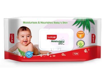 LuvLap Paraben Free Baby Wipes with Aloe Vera, with Fliptop Lid (72 Wipes/Pack)