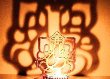Decorative Lakshmi Ji + Lord Ganesh/Ganesha Shadow Tea Light, Lamp, Holder
