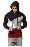 GRITSTONES Black/Maroon Full Sleeve Hooded T Shirt 