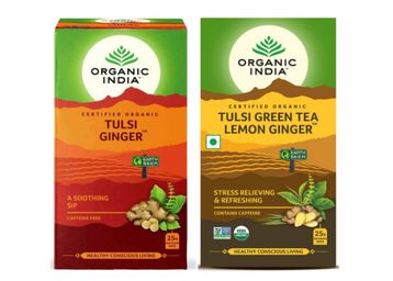 Buy ORGANIC INDIA Tulsi Green Tea Lemon Ginger 25 TB & ORGANIC INDIA Tulsi Ginger 25 TB
