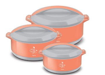 MILTON Divine Jr Inner Stainless Steel Casserole (Set of 3, 430 ml, 830 ml, 1400 ml, Orange)