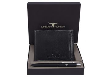 Buy Urban Forest Black Detachable Card Holder Wallet & Pen Combo Gift Set for Men