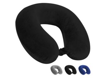 Buy Trajectory Neck Pillow Travel headrest Accessory in Black with 10 Years Warranty for Plane Flight Bus and Office for Men and Women
