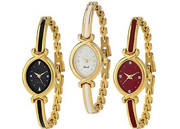 Gold Chain Analog Watches Pack Of 3