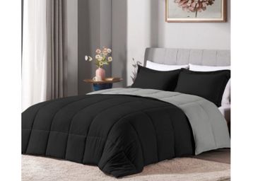 Buy Wakewell Comforter- Microfibre Reversible Comforter, Quilt Duvet, All Weather Blanket, Grey and Black (Double Bed Comforter)