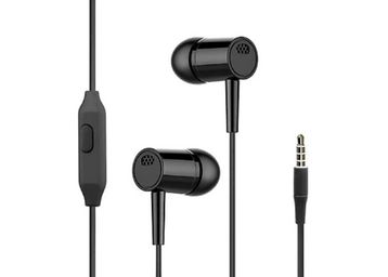 Earphones with Bass Sound Durable Cable Built-in Mic Earbuds Active Black