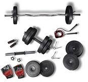 Lifelong PVC Home Gym Set 10Kg-20kg Plate with 3Feet Curl Rod and Dumbbells Rods