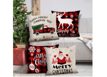 Buy AEROHAVEN Merry Christmas Decorative Polyester Throw Pillow/Cushion Covers - CC162 - (16 x 16 inch, Red, Set of 4)
