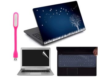 Buy Ramiya 4 in 1 Combo Accessories Kit for 14 inch Laptops Decal Vinyl Screen Guard Silicone Keyboard Protector and USB Light Dimensions : 14 x 9 (Multicolor)