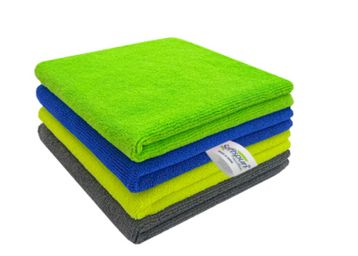 Buy SOFTSPUN Microfiber Cleaning Cloths, 4pcs 40x40cms 340GSM Multi-Colour! Highly Absorbent, Lint and Streak Free, Multi -Purpose Wash Cloth for Kitchen, Car,...