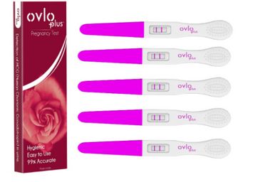 Buy Ovlo Plus Pregnancy Test Kit - Pack of 5 Single Step Pregnancy Test Kit at Home | Midstream Pregnancy Kit Testing for Women Strips with Fast and High...