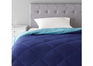 Buy AmazonBasics Reversible Microfiber Comforter - Single/Single Large, Navy Blue, Pack of 1