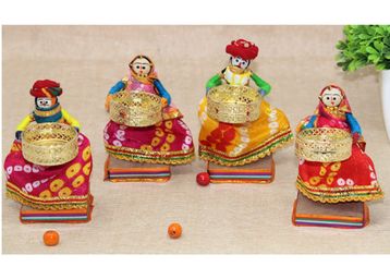 Buy JH Gallery Handmade Metal Material Puppet Diyas Rajasthani Dolls Tealight/Diya/Diwali Diya/Idol Diyas Holders Gift for Diwali, Multicolor (22cm) (2 Pair)