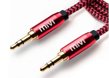 Mivi AC6B Male to Male AUX Audio Cable - 6 Feet - (Red)