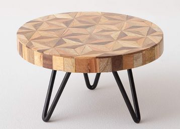 Geometric Cake Stand Small Planter Wooden Stool