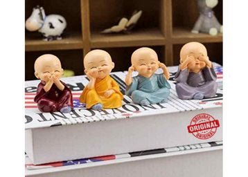 Buy TIED RIBBONS Resin Buddha Monk Statues, Small, Multicolour, Set of 4