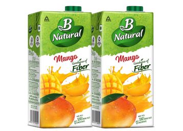 Buy B Natural Mango Juice, Goodness of Fiber, Made with choicest Mangoes, 1 Litre (Pack of 2)