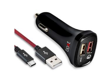 Buy boAt Dual Port Rapid Car Charger (Qualcomm Certified) Smart Charging with Quick Charge 3.0 + Free Type C USB Cable Black