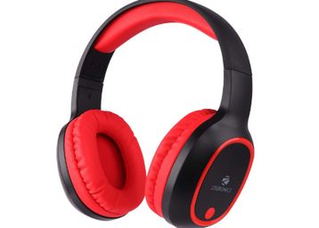 ZEBRONICS Zeb-Thunder Wireless Bluetooth Over The Ear Headphone FM, mSD, 9 hrs Playback with Mic (Red)