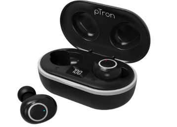 pTron Bassbuds Jets True Wireless Bluetooth 5.0 Headphones, 20Hrs Total Playback with Case