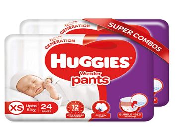 Huggies Wonder Pants Extra Small / New Born (XS / NB) Size Diaper Pants Combo Pack of 2, 24 Count,
