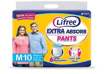 Lifree Extra Absorb Adult Diaper Pants Unisex, Medium size 10 Pieces