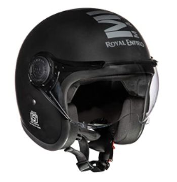 Royal Enfield MLG ABS Open Face with Visor Helmet (Matt Black & Dk Grey, L, 60 cm)