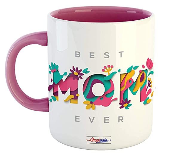 Shopivate® Best Mom Ever Ceramic Printed Pink Coffee Mug