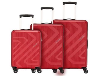 American toursiter Polypropylene Small-55 cm, Medium-68 cm, Large-79 cm Hard Trolley Set (Set of 3) (Ruby RED)