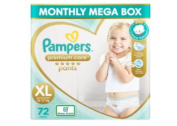 Pampers Premium Care Pants, Extra Large size baby diapers (XL), 72 Count