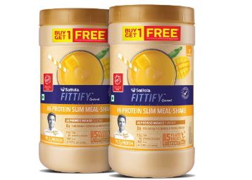 Saffola FITTIFY Gourmet Hi-Protein Slim Meal Shake - Alphonso Mango, 420 gm {BUY 1GET 1 FREE]