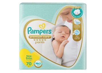 Pampers Premium Care Pants, New Born, Extra Small size baby diapers (NB,XS), 70 count