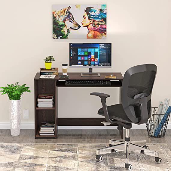 BLUEWUD Mallium Engineered Wood Study & Computer Table, Office Desk with Keyboard Slider (Wenge Finish)