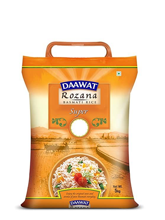 Daawat Rozana Super, Naturally Aged, Rich Aroma,Perfect Fit for Everyday Consumption Basmati Rice, 5 Kg