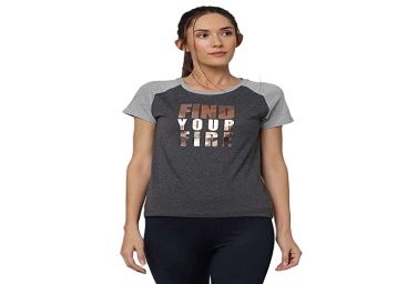 Life by Shoppers Stop Printed Cotton Round Neck Women Regular Navy T-Shirt