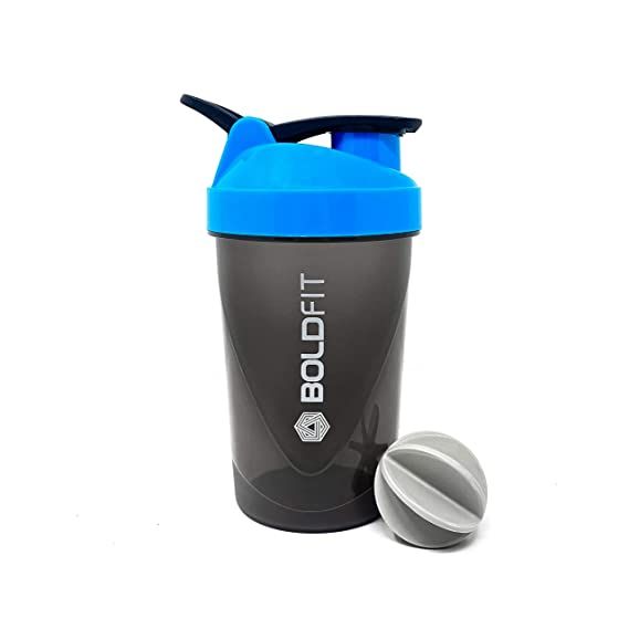 Boldfit Compact Gym Shaker Bottle, Shaker Bottles For Protein Shake , Bpa Free Material, Plastic, Blue And Grey, 500ml