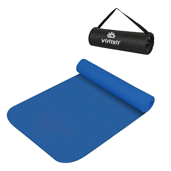 Vifitkit Anti-Skid Yoga Mat with Carry Bag For Home Gym & Outdoor Workout, Water-Resistant, Soft, Easy to Fold (6mm)