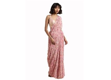 Womanista Plain Georgette with Blouse Piece Saree at just Rs.649