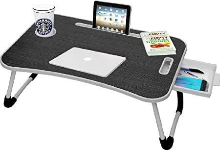 Callas Multipurpose Foldable Laptop Table with Cup Holder | Drawer | Mac Holder 