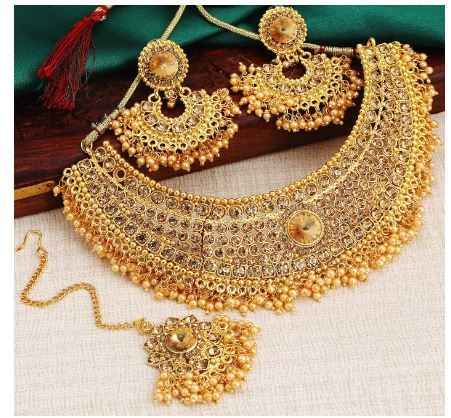  Sukkhi Gold Plated Jewellery Pearl Choker Necklace Combo For Women 