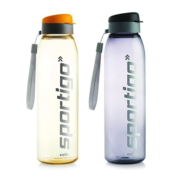 Cello Sportigo Plastic Bottle Set, 1 Litre, Set of 2, Assorted