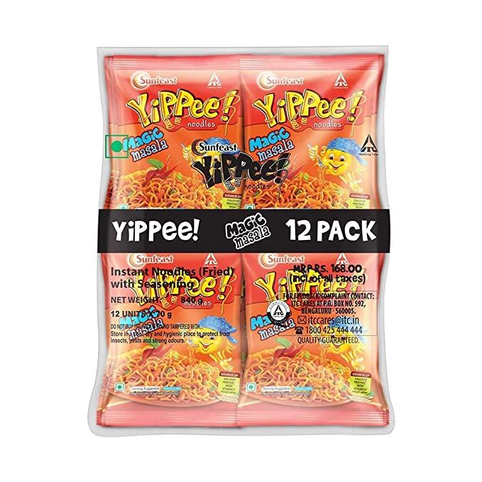 Sunfeast YiPPee! Magic Masala, Instant Noodles (Pack of 12)