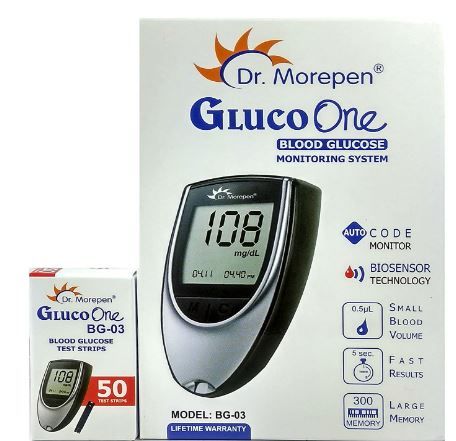  Dr. Morepen BG-03 Gluco One Glucometer Combo, 50 Strips At Rs.699