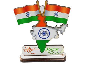 Bharat Mata Sign - Indian Flag for Car Dashboard Study Table Home
