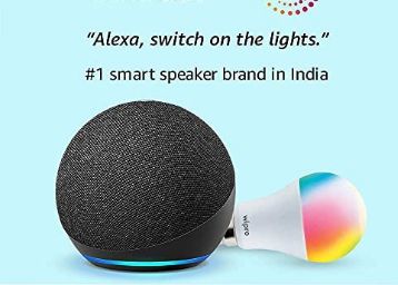 All-new Echo Dot (4th Gen, Black) combo with Wipro 9W LED smartnbulb at 2299
