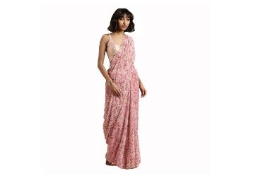 Womanista Plain Georgette with Blouse Piece Saree At Just Rs.529