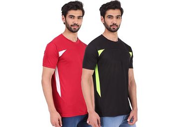 London Hills Solid Men Round Neck Sports T-Shirt (Pack of 2) at Just Rs.299