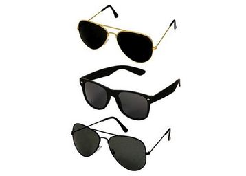 Dervin Unisex Aviator Sunglasses Black Frame Black Lens ( Free Size )-Pack of 3