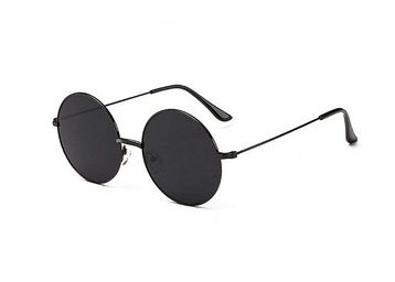 IFLASH Unisex Adult Round Sunglasses Black Frame, Black Lens (Medium) - Pack of 1