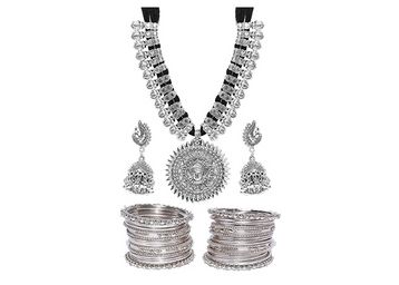 YouBella Jewellery Sets for Women Silver Plated Afghani Tribal Necklace Jewellery Set at Just Rs.444